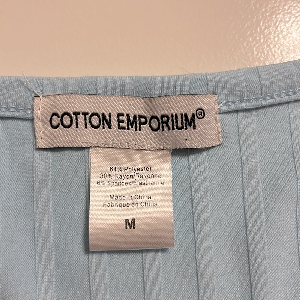 COTTON EMPORIUM Women's Button-Up
Ribbed Cardigan In Aqua Top - Picture 6 of 7